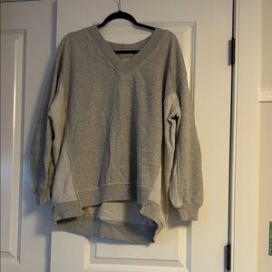 Aerie Light Gray V-Neck Sweater